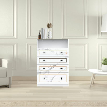 ตู้ลิ้นชัก 4 ลิ้นชัก WISDOM DESIGN FURNITURE รุ่น GDW-801 80 ซม. สีขาว/ซอฟท์มาร์เบิ้ล_5